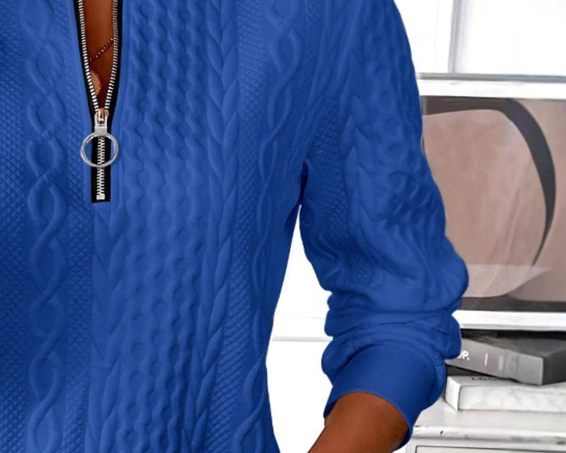 Texture Half Zip Long Sleeve Sweatshirt - NEWYORKLISTED