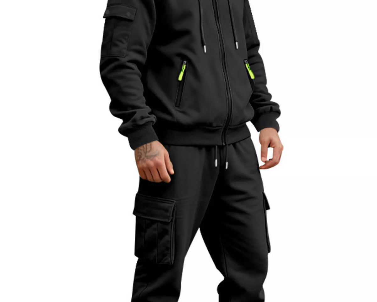 NEWYORKLISTED ATLAS MEN'S COLLECTION – Men's zip-up hoodie and cargo pants two-piece set, product image 7