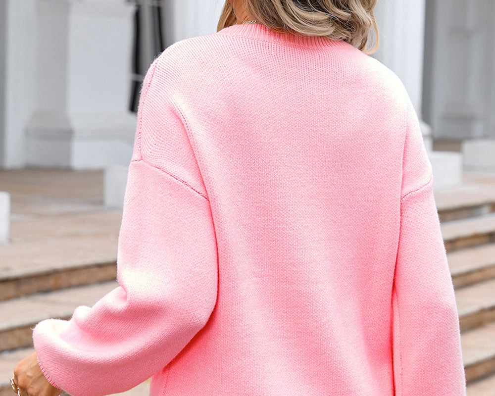 NEWYORKLISTED STYLE COLLECTION: Pretty in Pink with a Bow Long Sleeve Sweater - NEWYORKLISTED