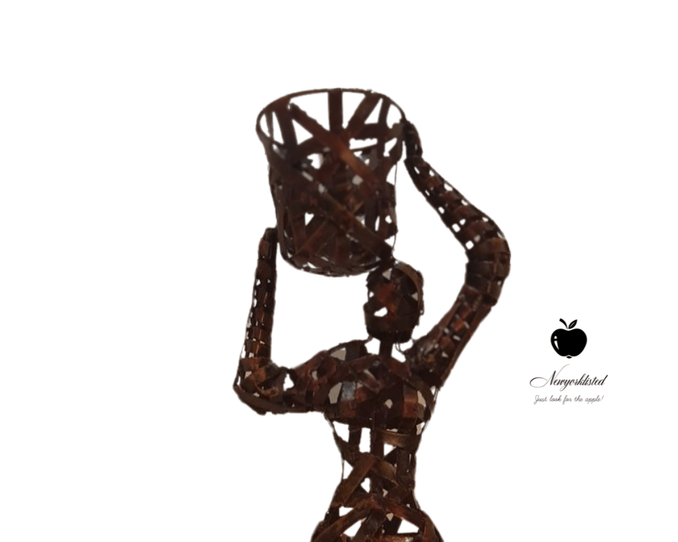 Palecek Woman with Basket Sculpture – A Sustainable Treasure from the NEWYORKLISTED UNIQUE FINDS COLLECTION - NEWYORKLISTED