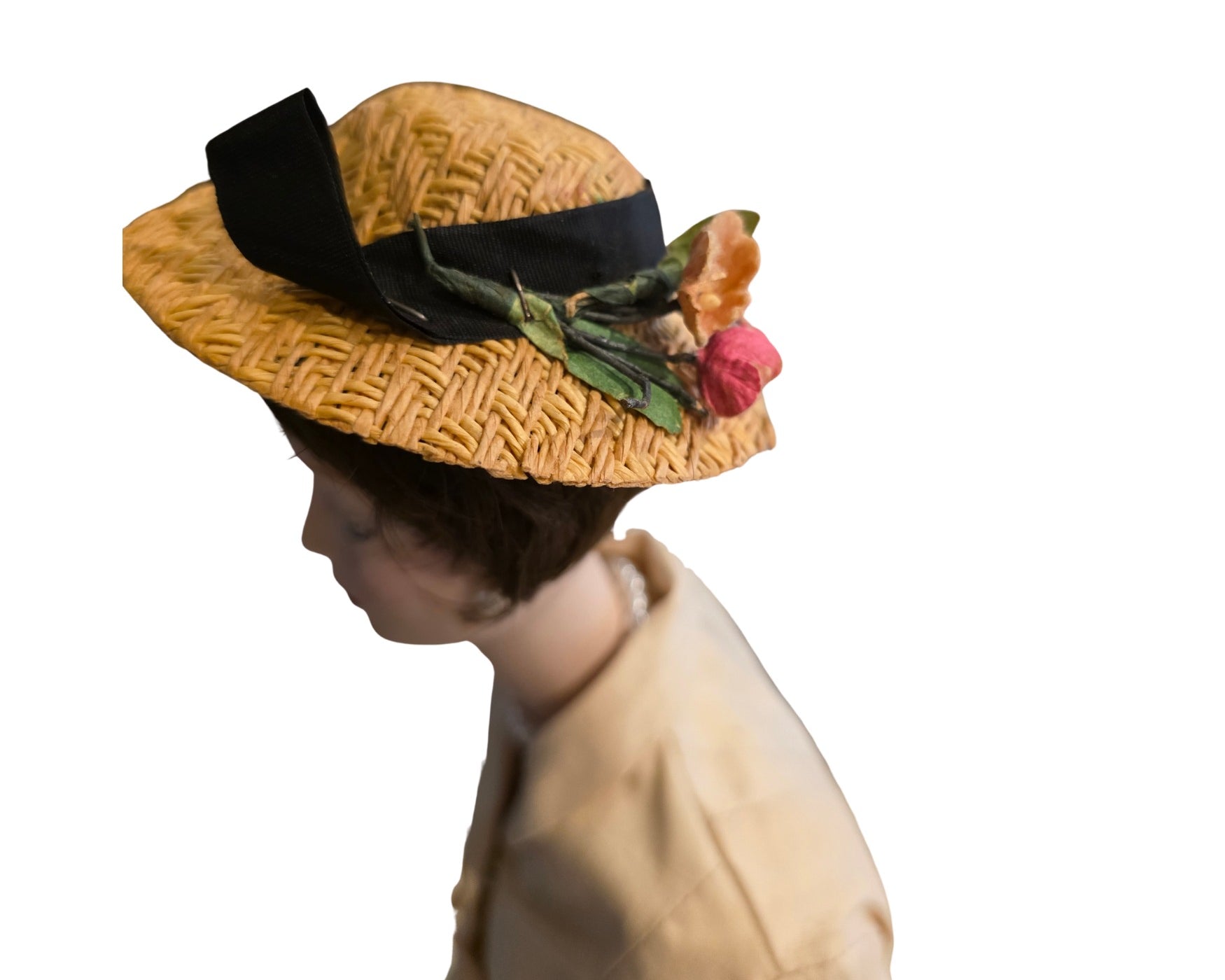 NEWYORKLISTED UNIQE FINDS: Rare Porcelain 1987 Christian Dior doll in iconic 1947 Bar Suit with vintage straw hat