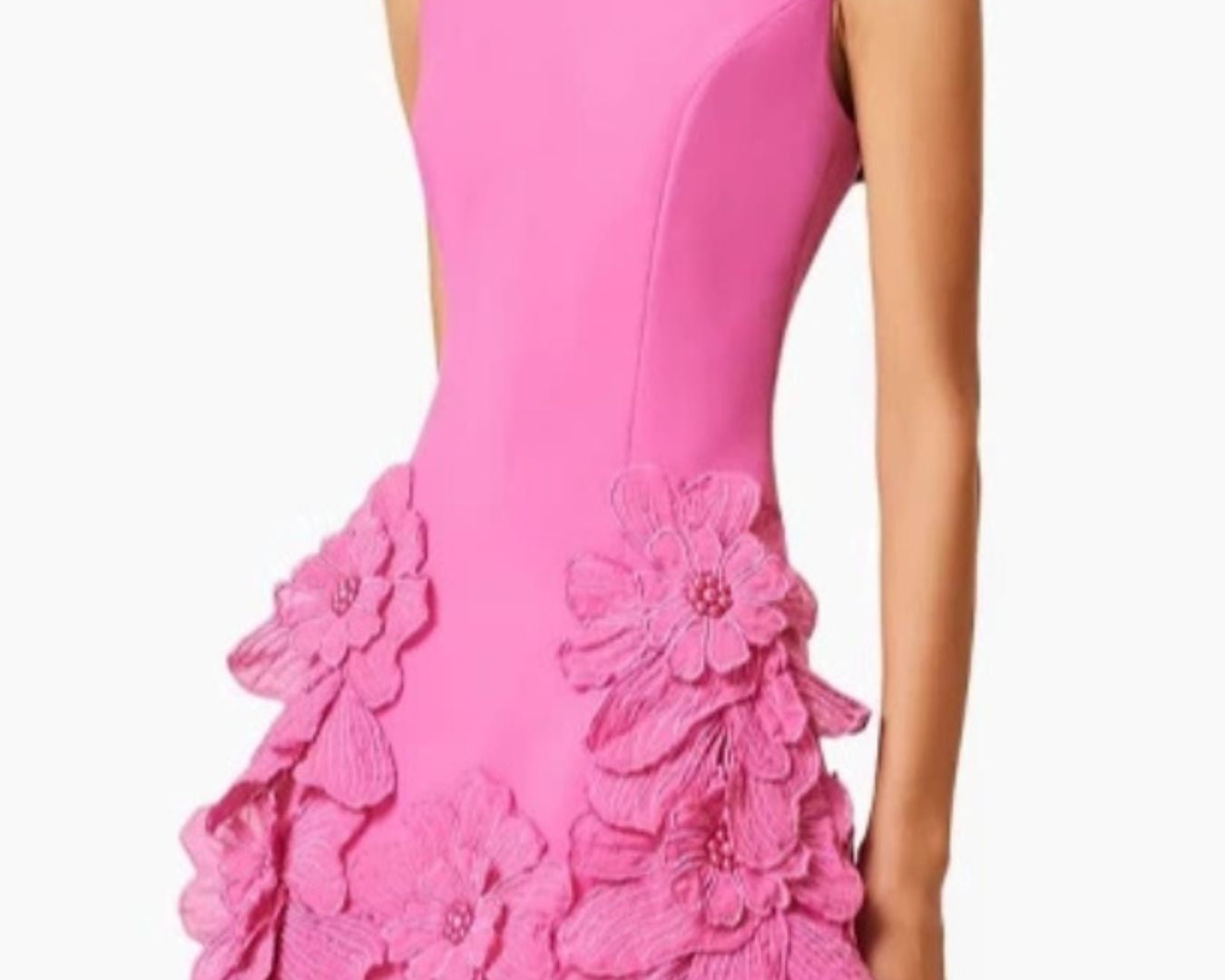 NEWYORKLISTED STYLE COLLECTION: Pink dress with floral details on a white background