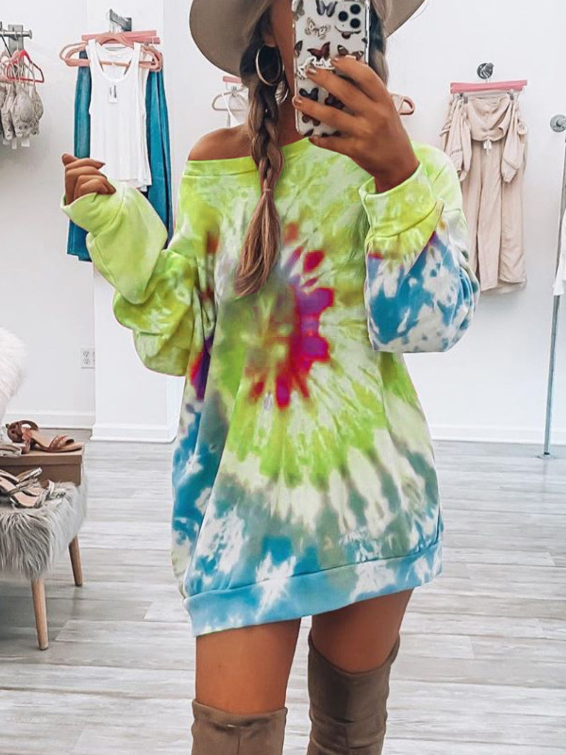 NEWYORKLISTED STYLE COLLECTION: Tie-Dye Long Sleeve Dress - NEWYORKLISTED