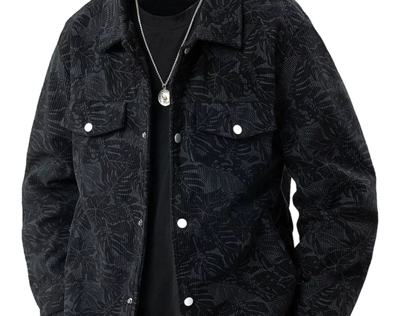 Men’s plus size corduroy snap down casual jacket from NEWYORKLISTED ATLAS Men’s Collection™, structured textured outerwear available M–5XL.