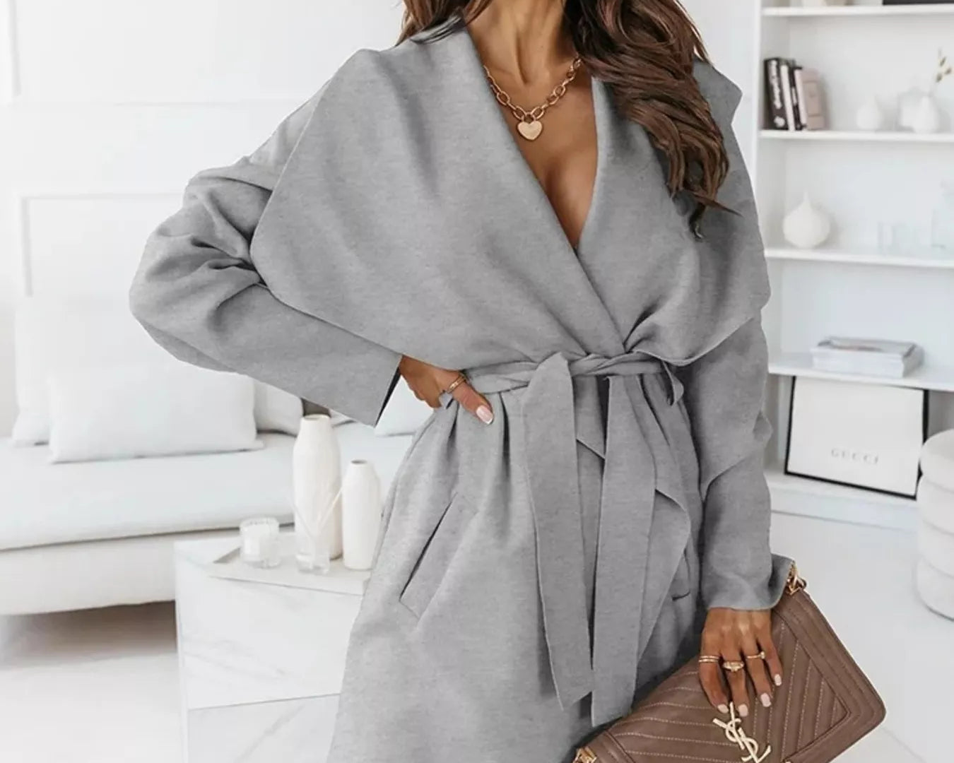 NEWYORKLISTED STYLE COLLECTION: Tie-Waist Long Sleeve Outerwear Coat — Elegant Belted Layering Jacket