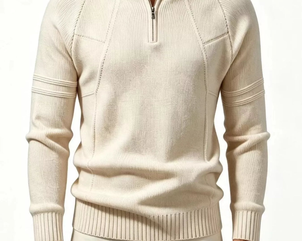 NEWYORKLISTED ATLAS MEN'S COLLECTION: Men's ribbed quarter-zip sweater, product detail