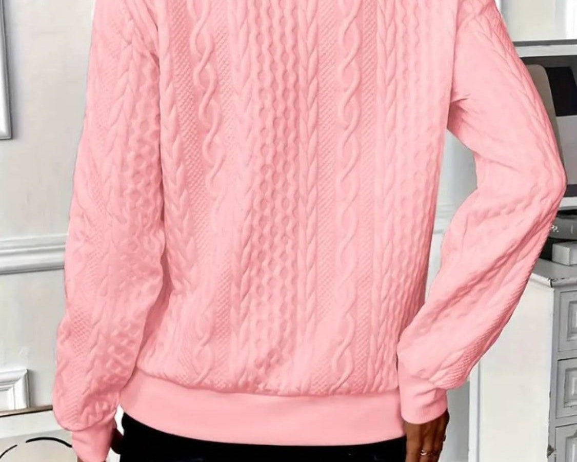 Texture Half Zip Long Sleeve Sweatshirt - NEWYORKLISTED