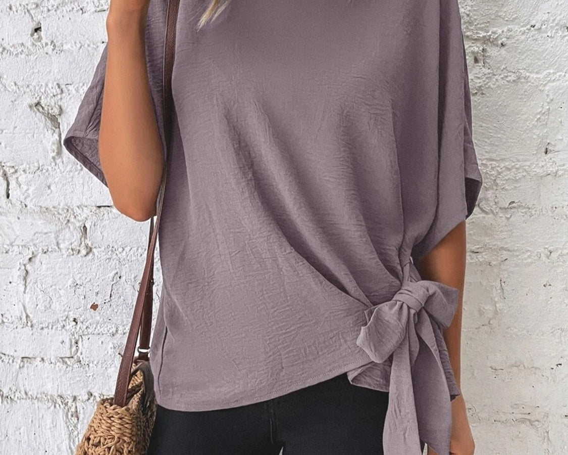 NEWYORKLISTED STYLE COLLECTION: Side Bow Short Sleeve Blouse - NEWYORKLISTED