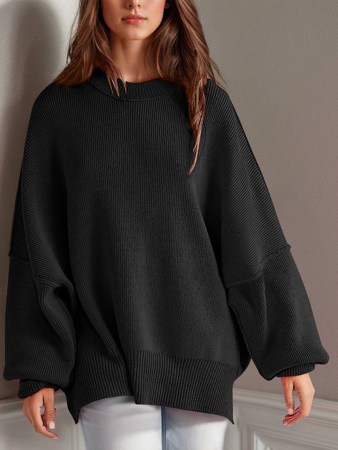 NEWYORKLISTED STYLE COLLECTION: Round Neck Long Sleeve Sweater - NEWYORKLISTED