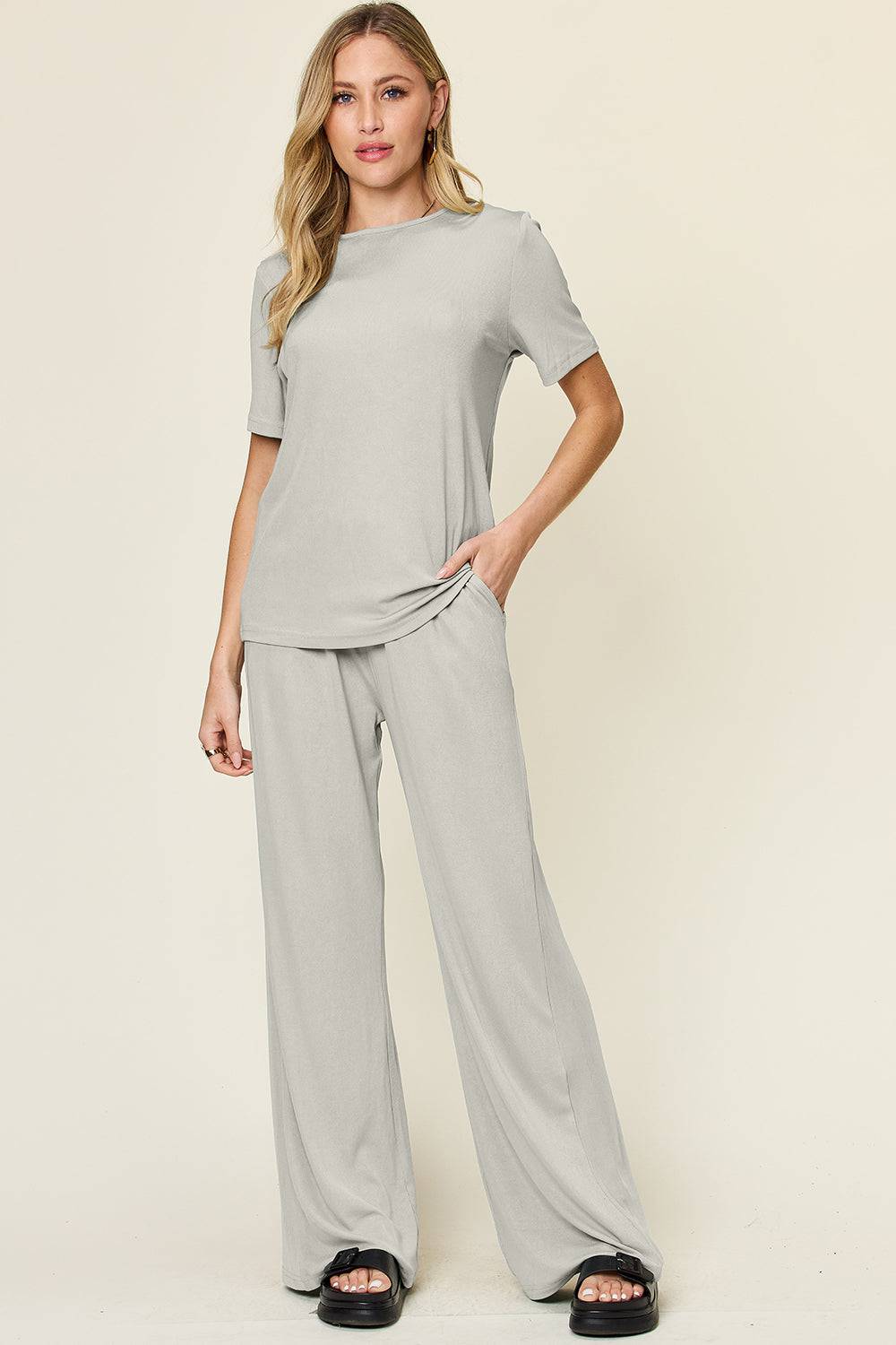 NYLD Two Piece Outfit Set in Light Grey