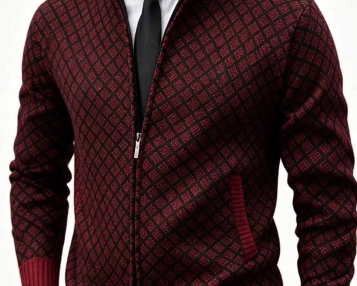 NEWYORKLISTED ATLAS MEN'S COLLECTION – Men's geometric full-zip cardigan, product image 8
