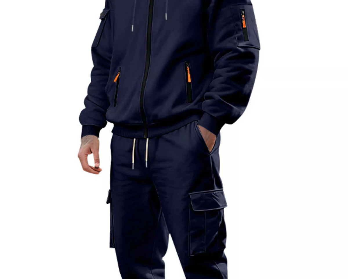 NEWYORKLISTED ATLAS MEN'S COLLECTION – Men's zip-up hoodie and cargo pants two-piece set, product image 15
