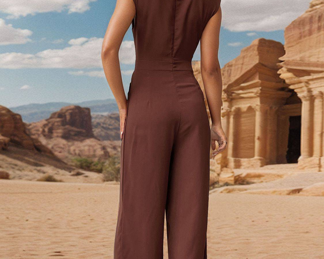 Perfee Ruched Mock Neck Sleeveless Jumpsuit - NEWYORKLISTED