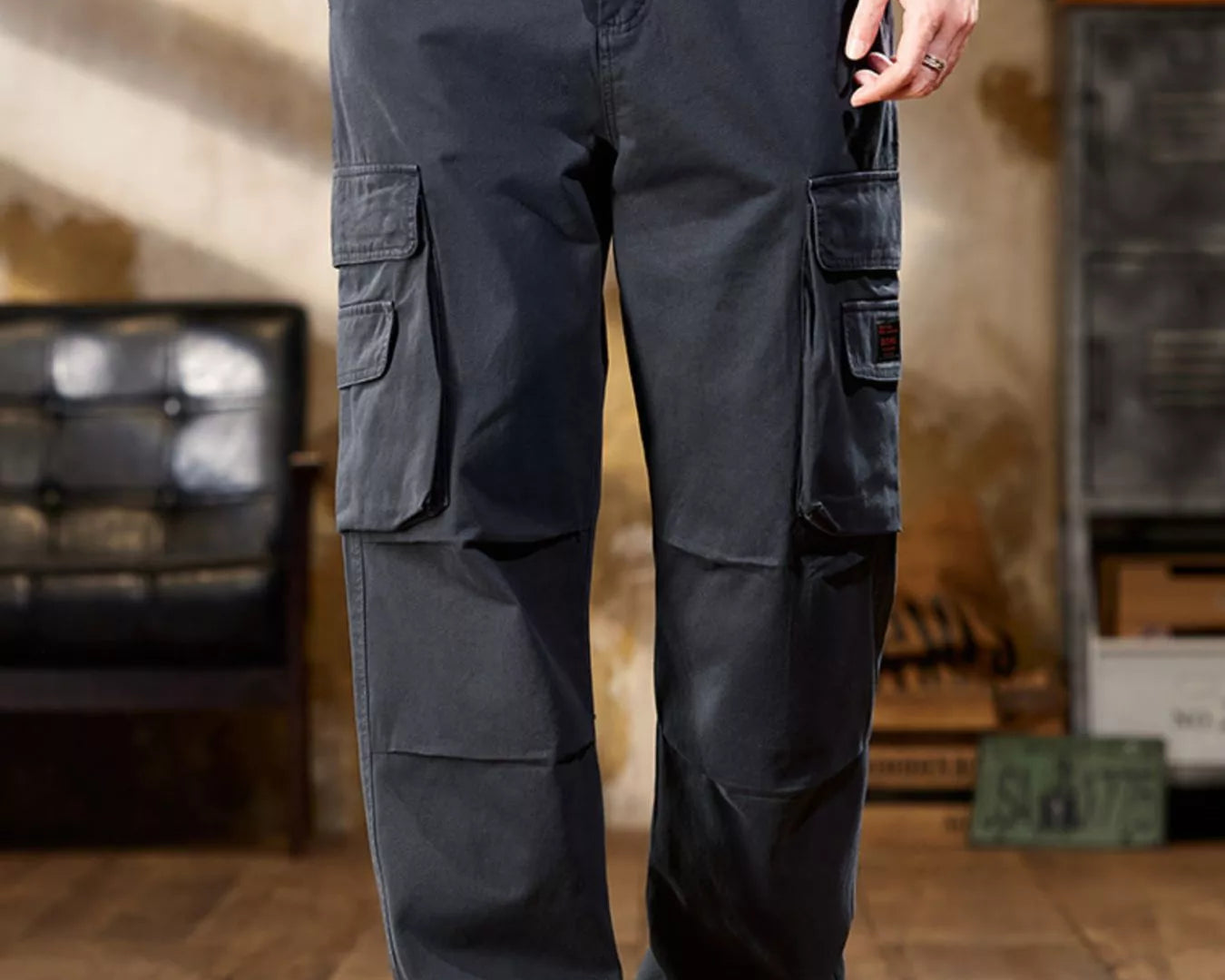 NEWYORKLISTED Atlas Men's 100% Cotton Cargo Pants with drawstring waist
