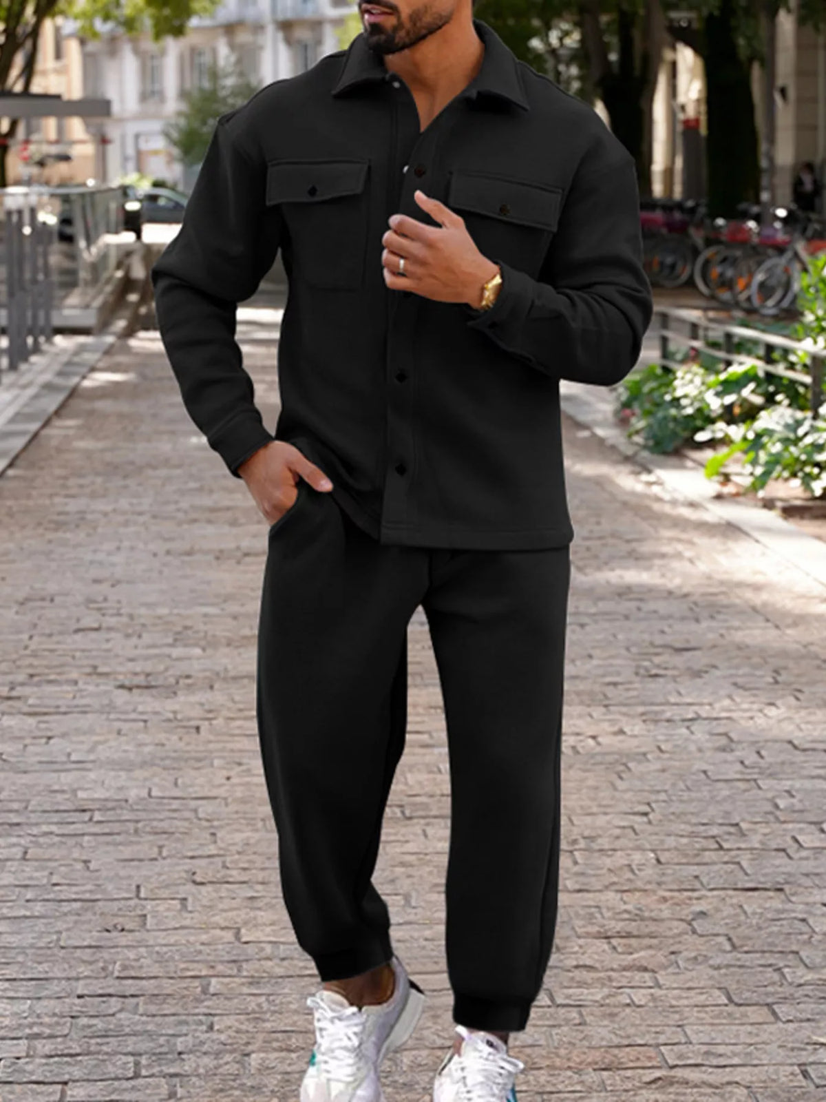 NEWYORKLISTED ATLAS MEN'S COLLECTION – Men's long-sleeve shirt and joggers two-piece set, product image 12