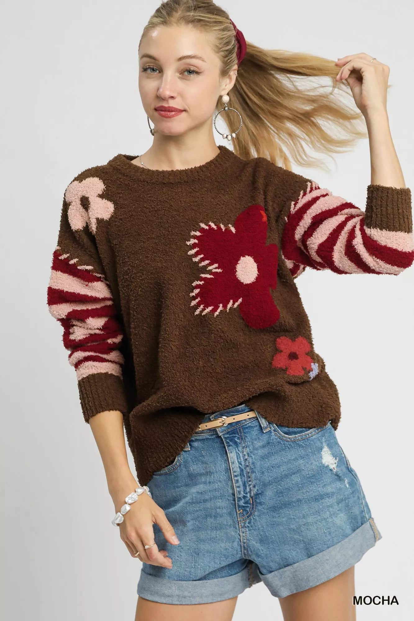 Flower jacquard striped long sleeve sweater – NEWYORKLISTED STYLE COLLECTION cozy chic knit