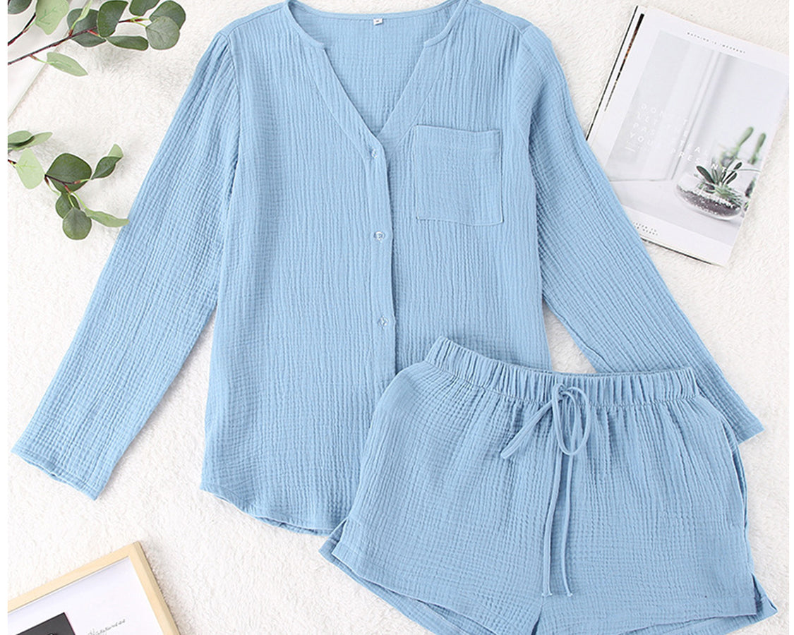 NYLD: Notched Long Sleeve Top and Shorts Set - NEWYORKLISTED