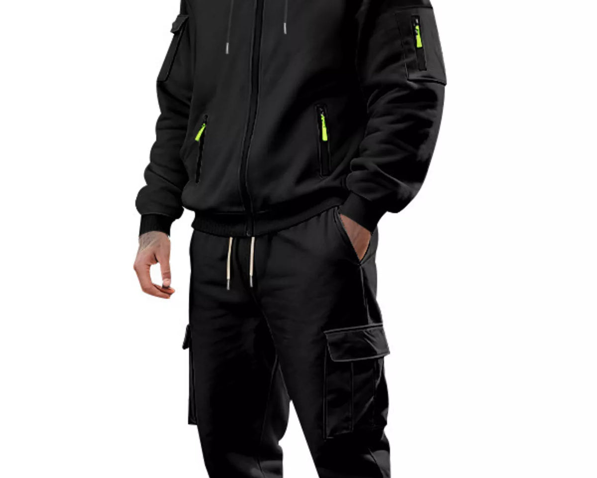 NEWYORKLISTED ATLAS MEN'S COLLECTION – Men's zip-up hoodie and cargo pants two-piece set, product image 5