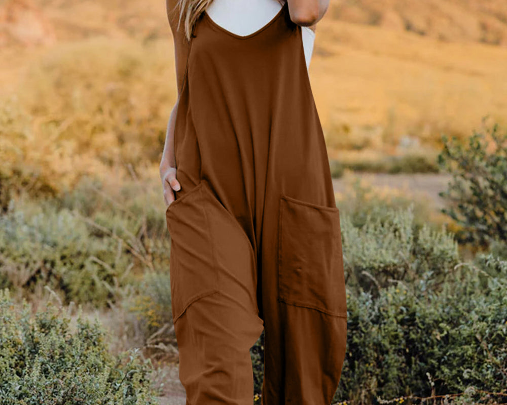 NEWYORKLISTED V-Neck Sleeveless Jumpsuit with Pockets - NEWYORKLISTED