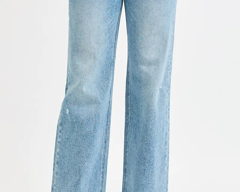 Light blue jeans on a white background