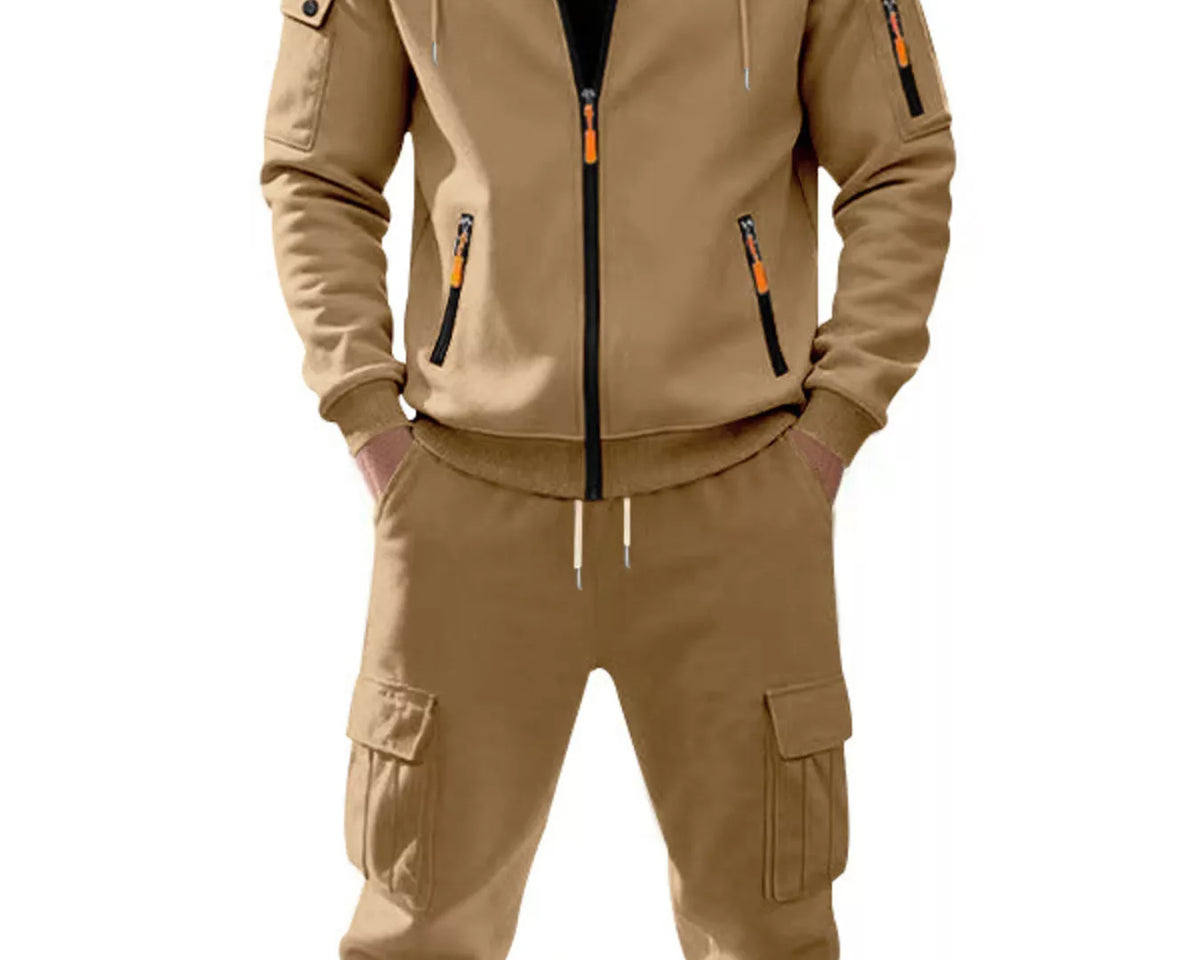 NEWYORKLISTED ATLAS MEN'S COLLECTION – Men's zip-up hoodie and cargo pants two-piece set, product image 1