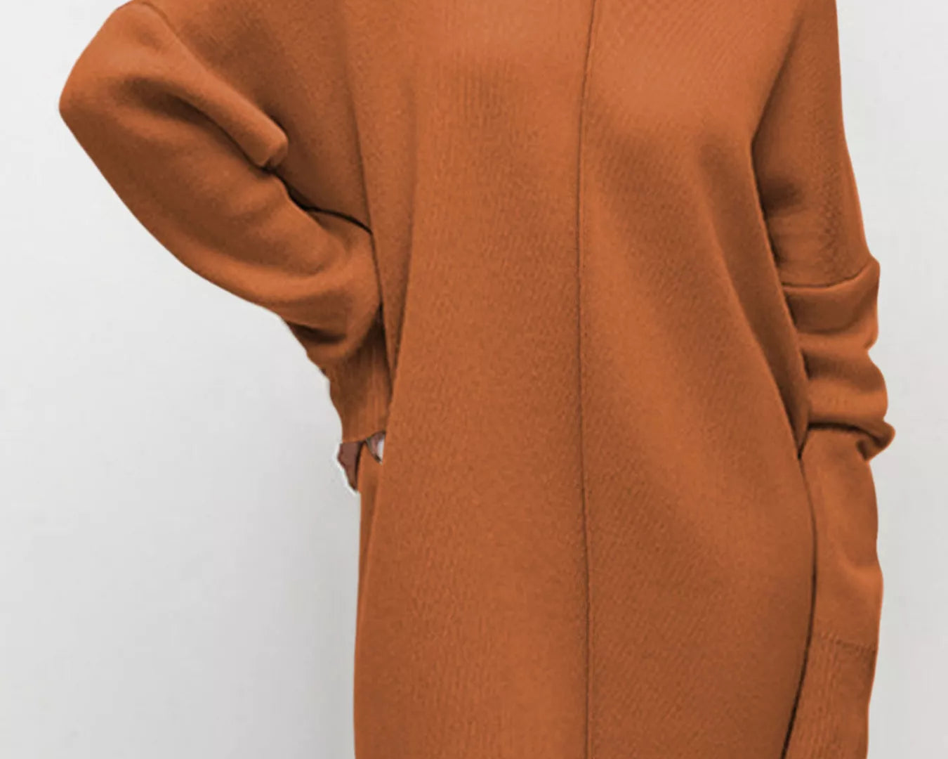 NEWYORKLISTED STYLE COLLECTION: Solid Color Turtleneck Drop Shoulder Sweater Dress
