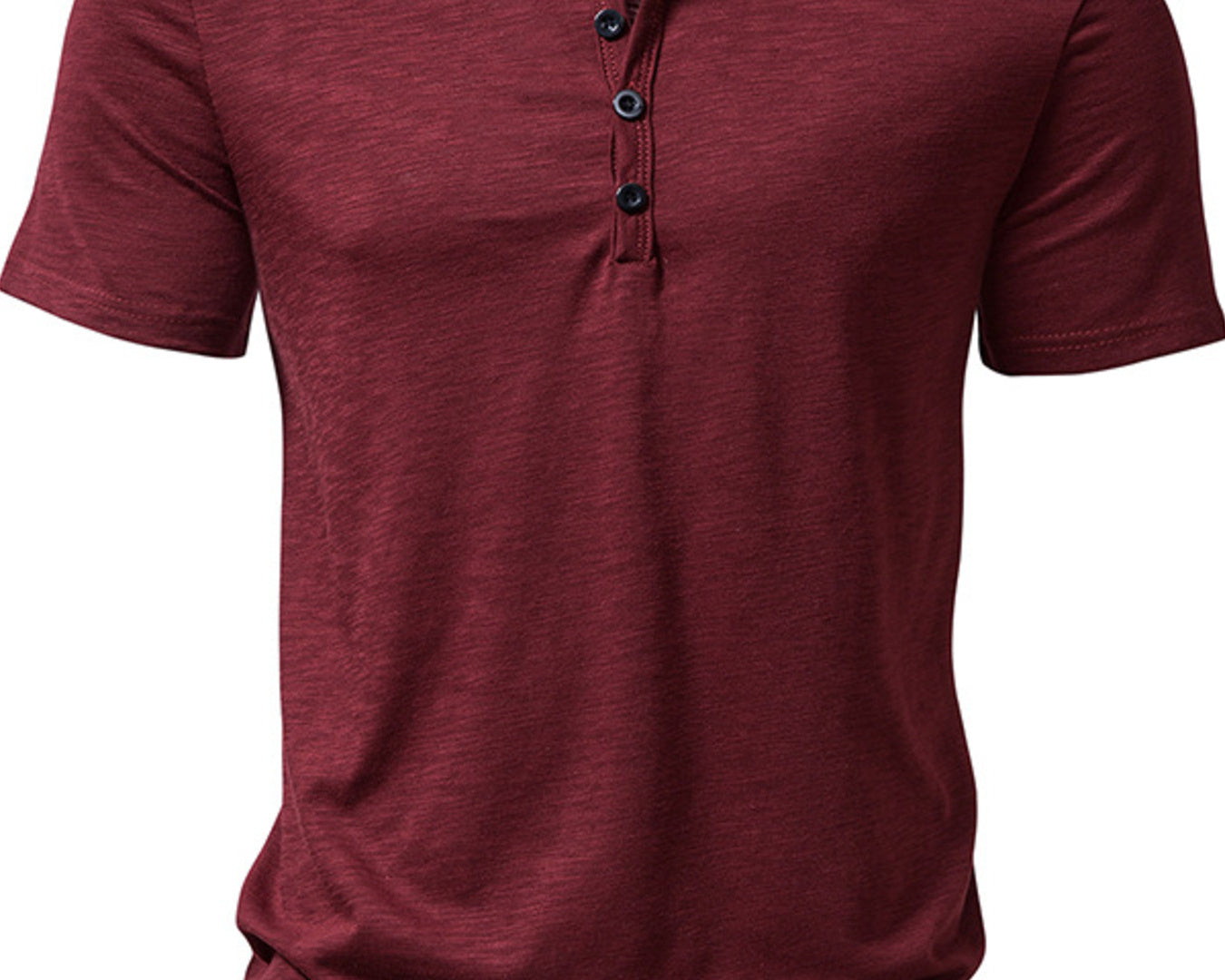 NEWYORKLISTED ATLAS MEN'S COLLECTION: Maroon short-sleeve henley shirt on a white background