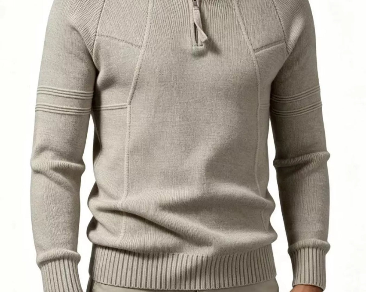 NEWYORKLISTED ATLAS MEN'S COLLECTION: Men's quarter-zip ribbed sweater, knit detail