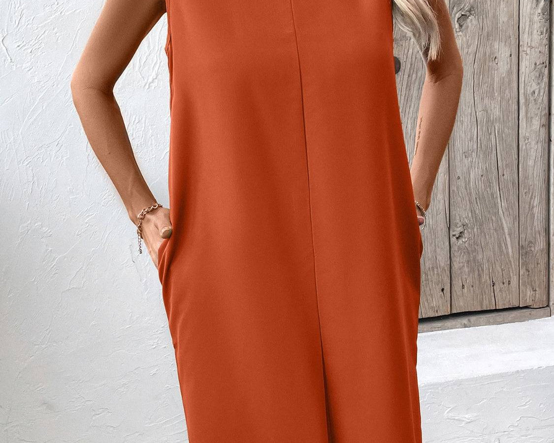 NYLD Pocketed Round Neck Sleeveless Mini Dress - NEWYORKLISTED