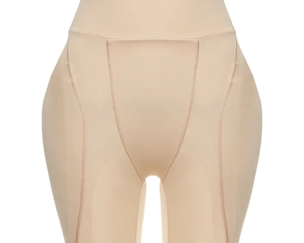 NEWYORKLISTED Intimate Apparel: Beige shapewear shorts on a white background