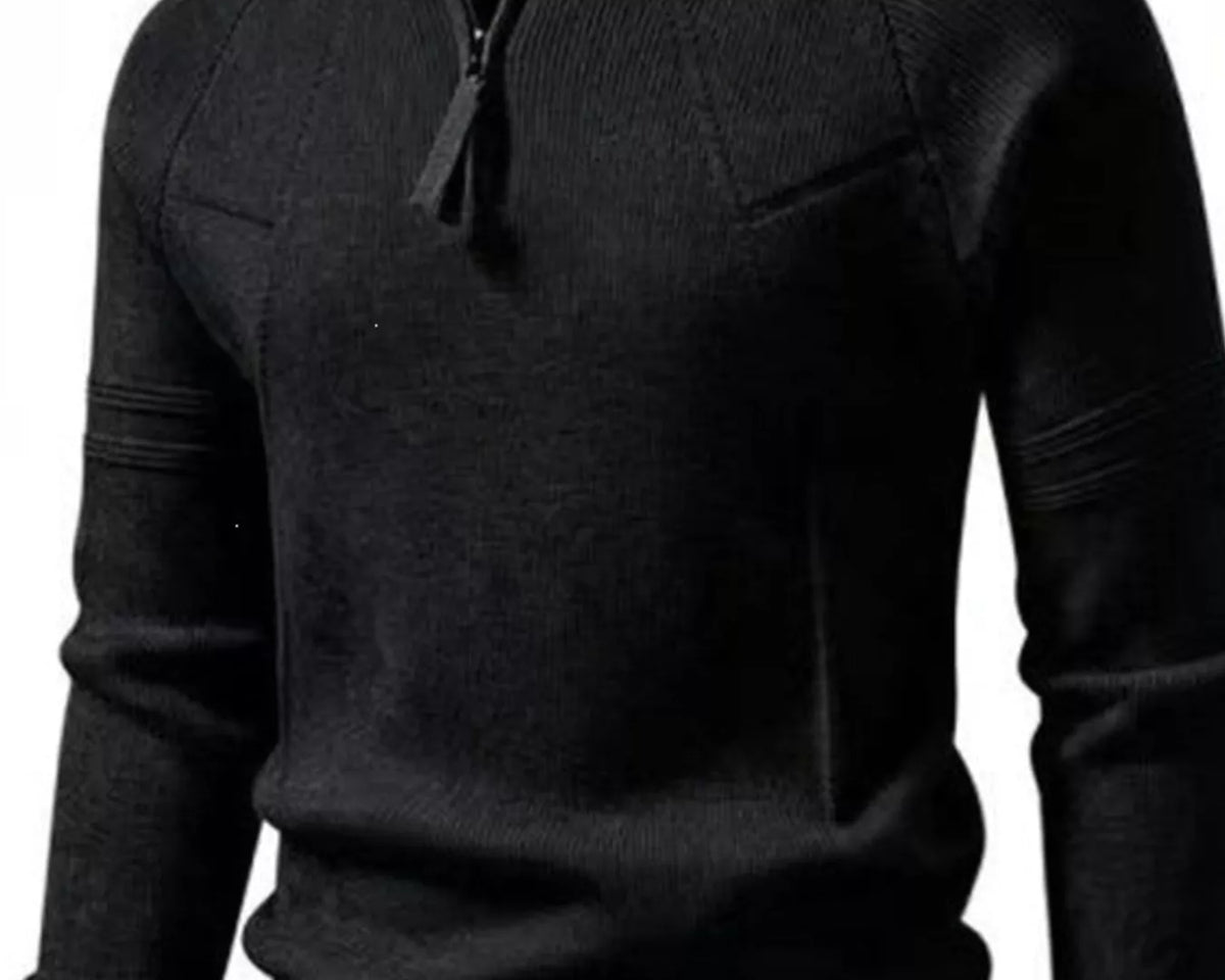 NEWYORKLISTED ATLAS MEN'S COLLECTION: Men's ribbed quarter-zip sweater, long-sleeve style