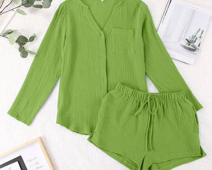 NYLD: Notched Long Sleeve Top and Shorts Set - NEWYORKLISTED