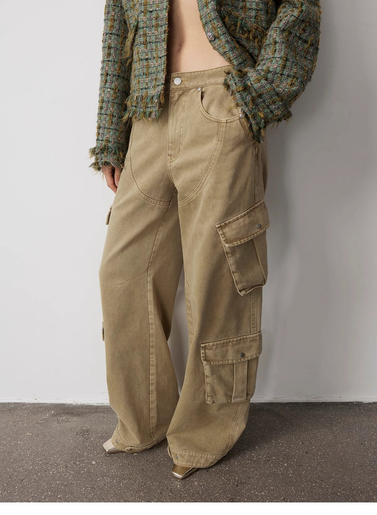 "Nostalgic Wasteland" Heavy Washed Personalized Distressed American Streetwear Large Pocket Cocoon Jeans - NEWYORKLISTED