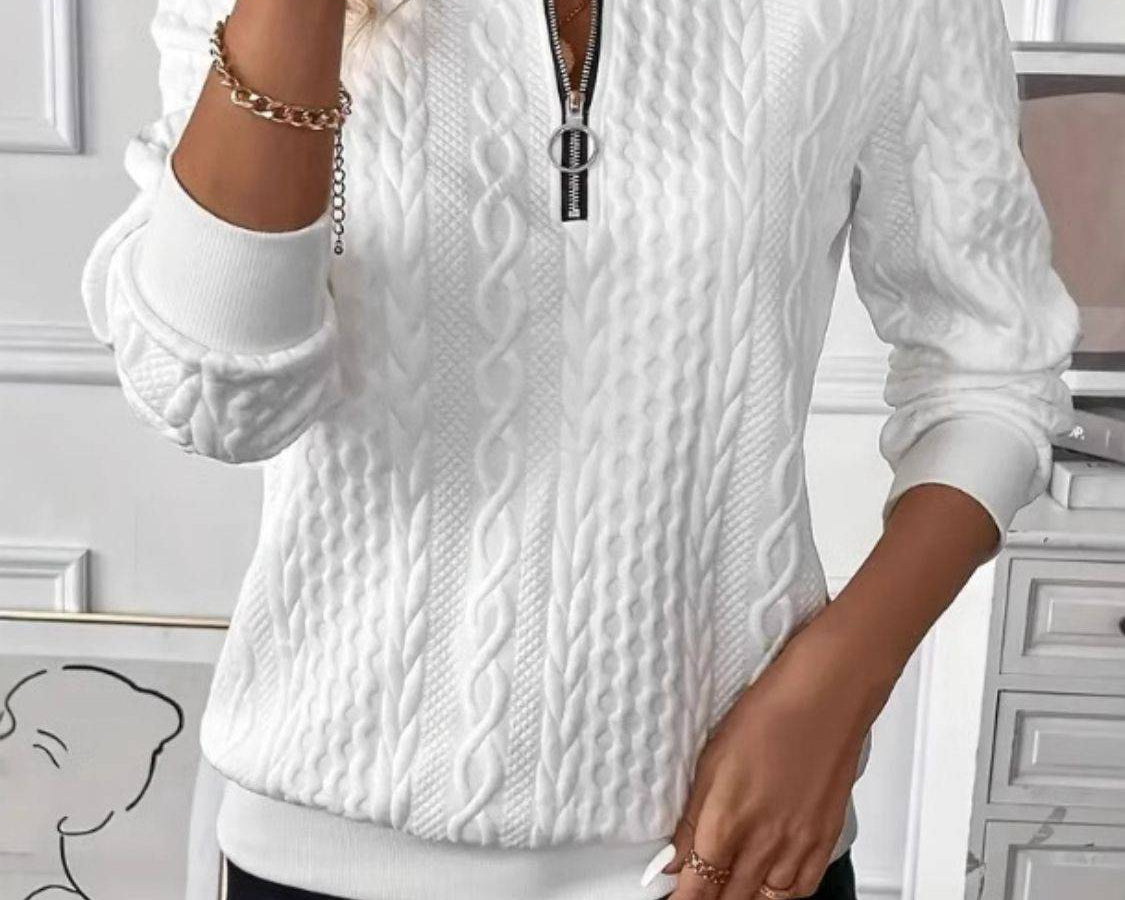 Texture Half Zip Long Sleeve Sweatshirt - NEWYORKLISTED