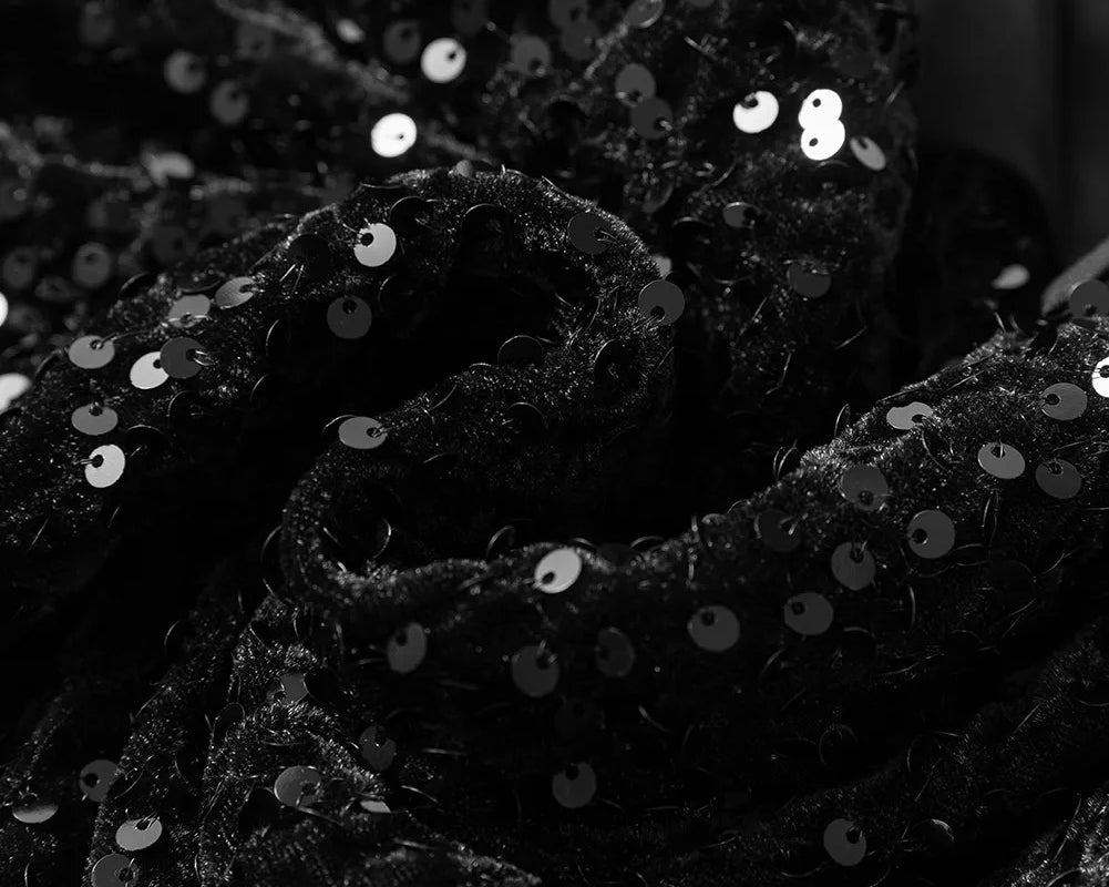 NEWYORKLISTED Valentine's Day Specials: Close-up of black sequined fabric with a blurred background