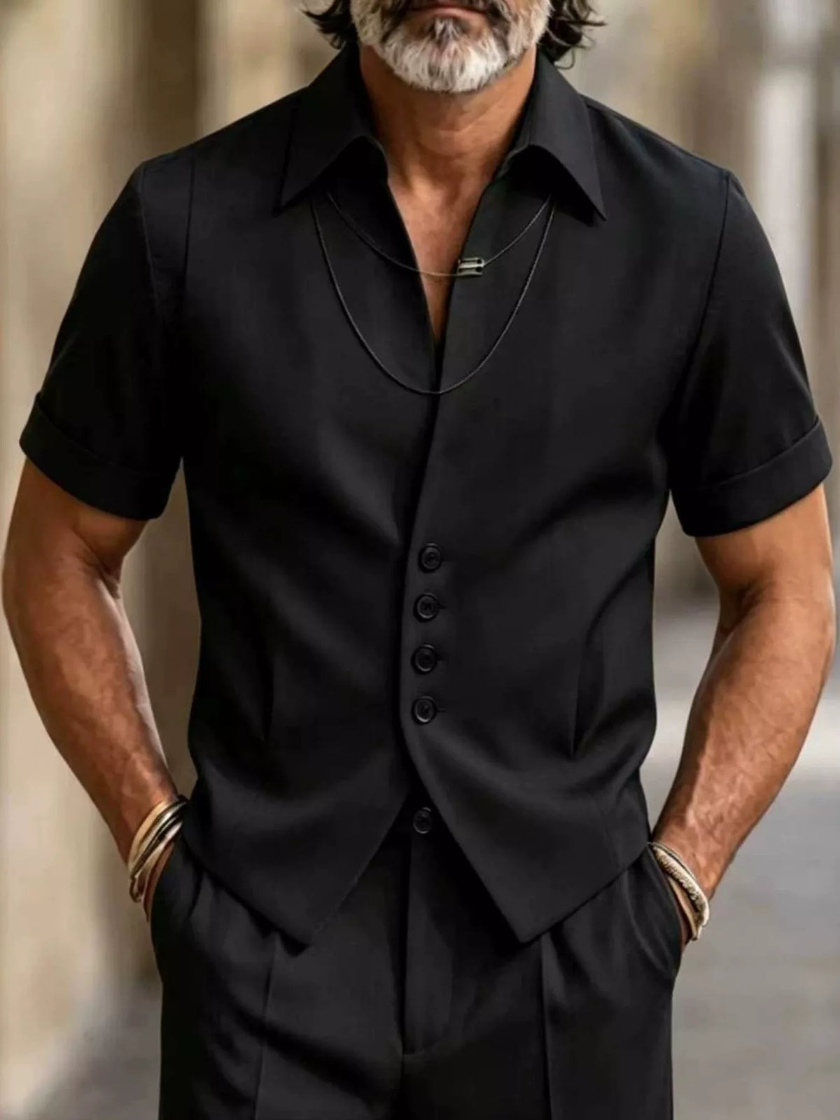 NEWYORKLISTED ATLAS MEN'S COLLECTION – Men's slim-fit short-sleeve button-down shirt, product image 1