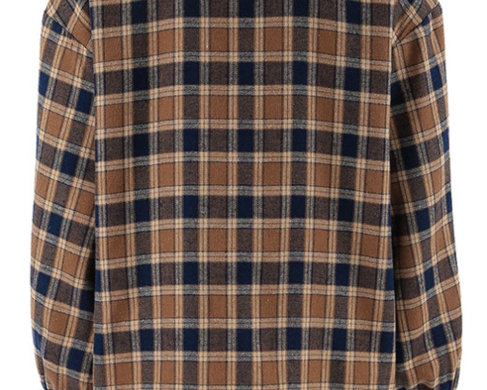 Plaid Button Up Drop Shoulder Shacket - NEWYORKLISTED