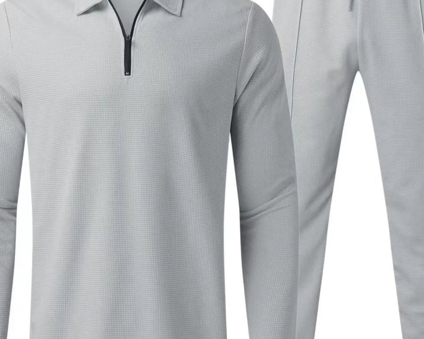 NEWYORKLISTED ATLAS MEN'S COLLECTION: Gray long-sleeve shirt and pants set on a white background