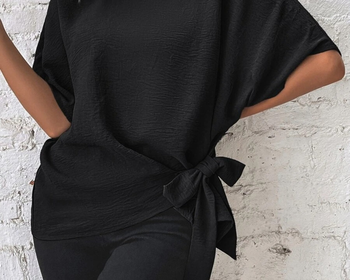 NEWYORKLISTED STYLE COLLECTION: Side Bow Short Sleeve Blouse - NEWYORKLISTED