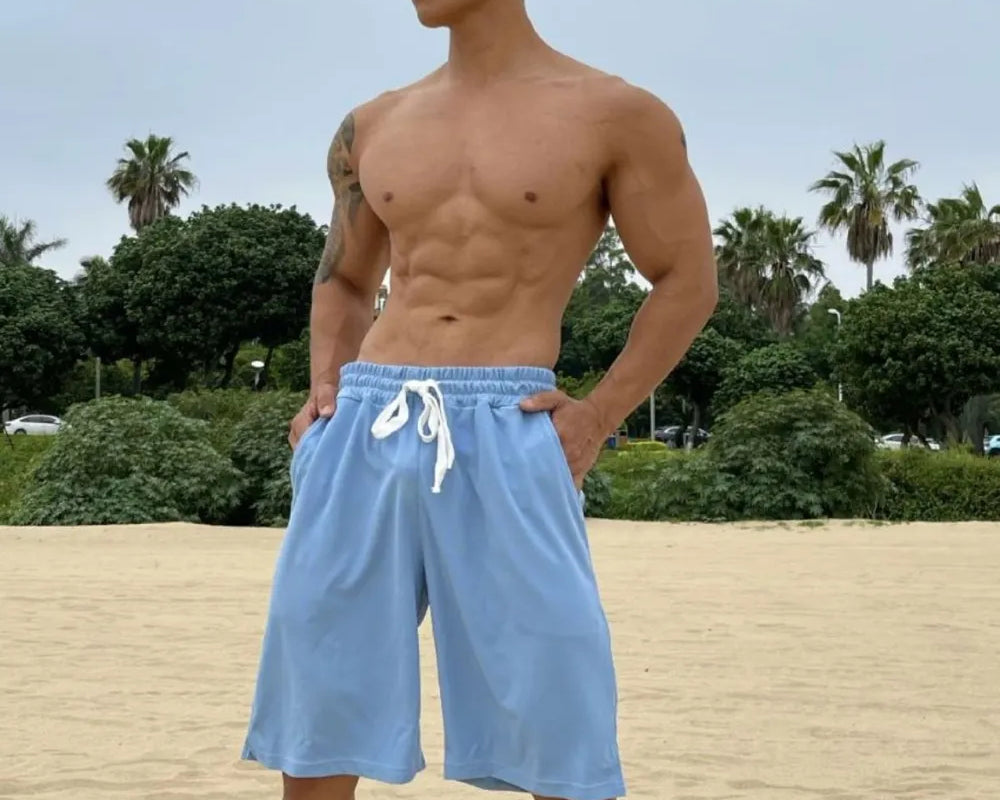 NEWYORKLISTED ATLAS MEN’S COLLECTION: Men's Plus Size Drawstring Shorts with Pockets – Everyday Comfort, Elevated Fit in Light Blue