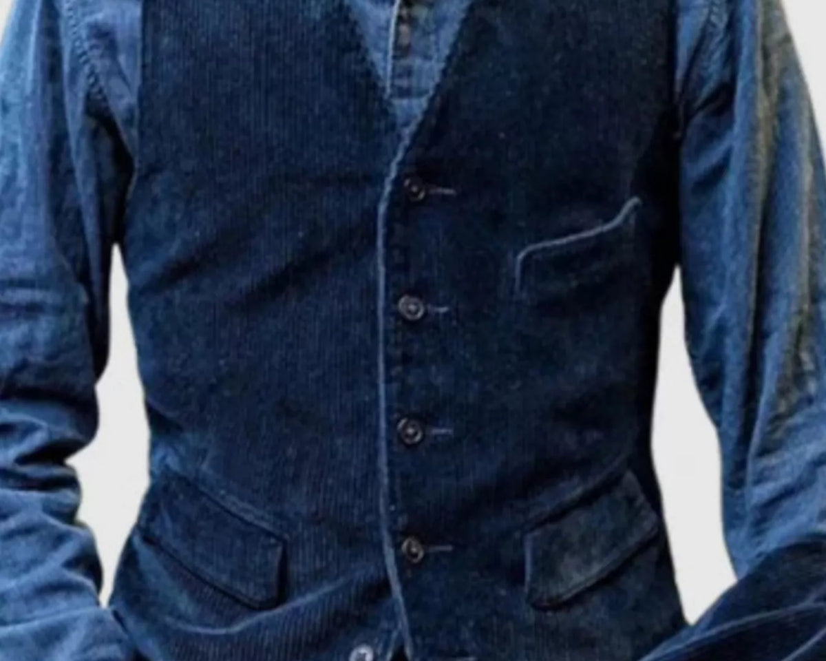 NEWYORKLISTED ATLAS MEN'S COLLECTION: Men's vintage corduroy vest, button-front detail