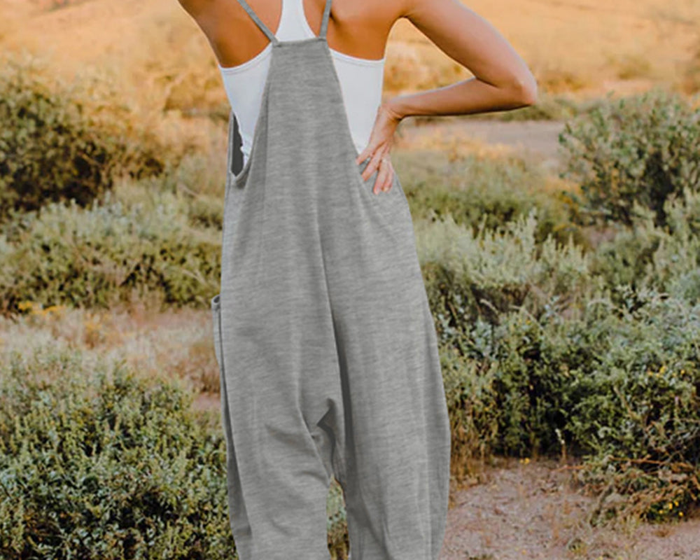 NEWYORKLISTED V-Neck Sleeveless Jumpsuit with Pockets - NEWYORKLISTED
