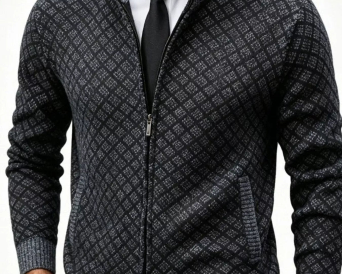 NEWYORKLISTED ATLAS MEN'S COLLECTION – Men's geometric full-zip cardigan, product image 1