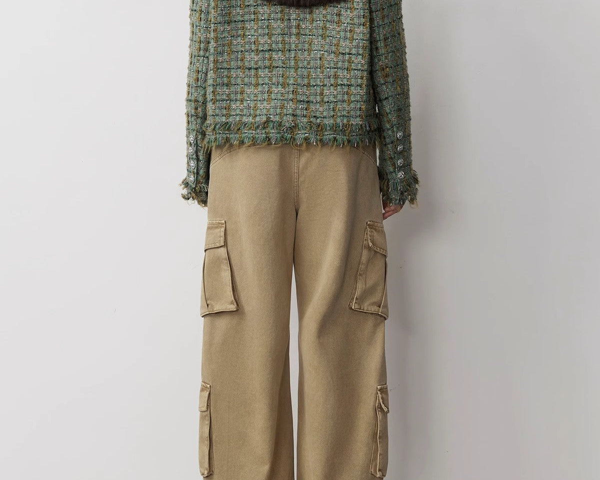 "Nostalgic Wasteland" Heavy Washed Personalized Distressed American Streetwear Large Pocket Cocoon Jeans - NEWYORKLISTED