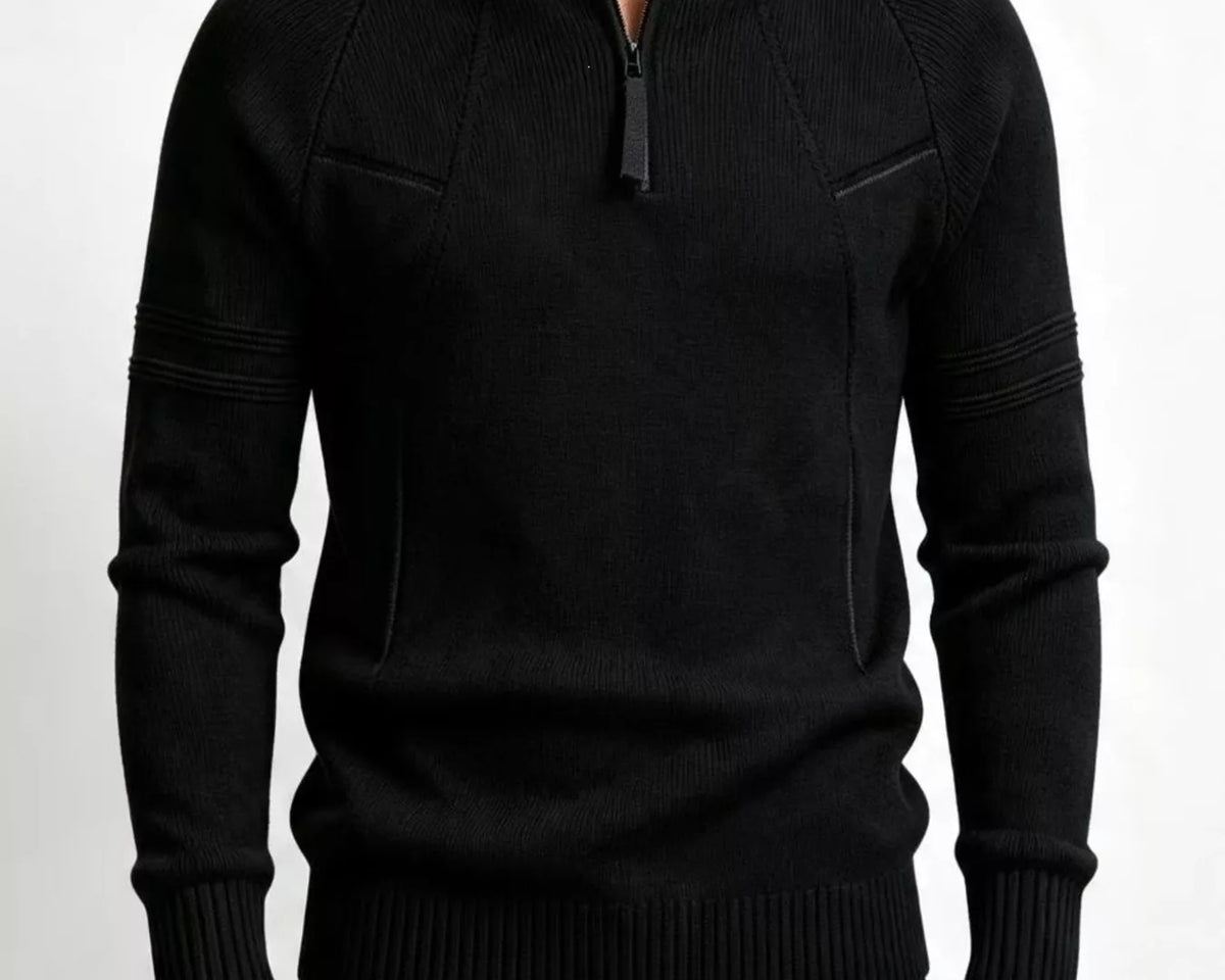 NEWYORKLISTED ATLAS MEN'S COLLECTION: Men's textured knit quarter-zip sweater, product view