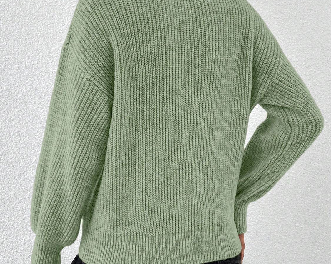 Honey Half Zip Dropped Shoulder Sweater - NEWYORKLISTED