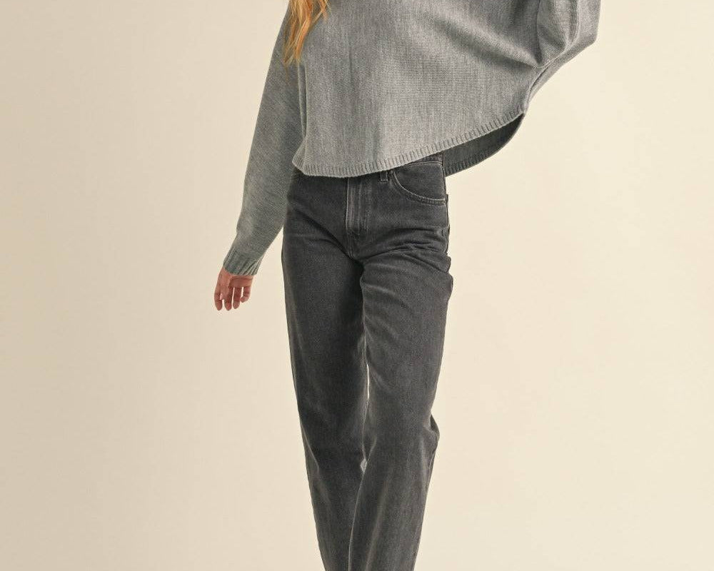 Mable Round Neck Dolman Sleeve Cropped Sweater - NEWYORKLISTED