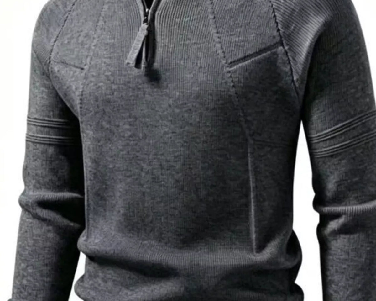 NEWYORKLISTED ATLAS MEN'S COLLECTION: Men's ribbed quarter-zip knit sweater, product view