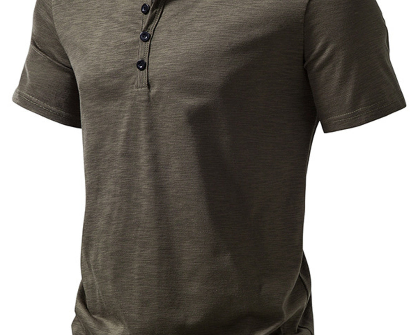 NEWYORKLISTED ATLAS MEN'S COLLECTION: Green henley shirt with buttons on a white background