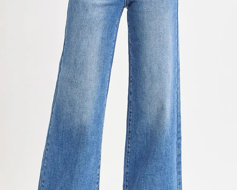 NEWYORKLISTED STYLE COLLECTION: RISEN Full Size High Rise Wide Leg Jeans – Premium Washed Denim with Pockets